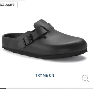 BIRKENSTOCK BOSTON LEATHER EXQUISITE CLOG BLACK size 38